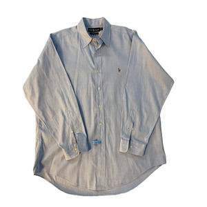 VTG Ralph Lauren Mens 16 (33) Light Blue Yarmouth Oxford Shirt Long Sleeve